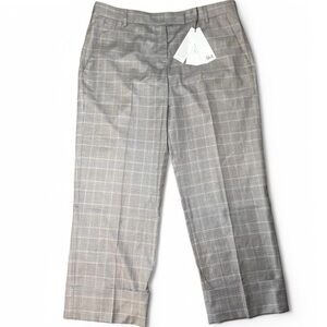 NWT Maura Gray Cuffed/Cropped Plaid Trousers
